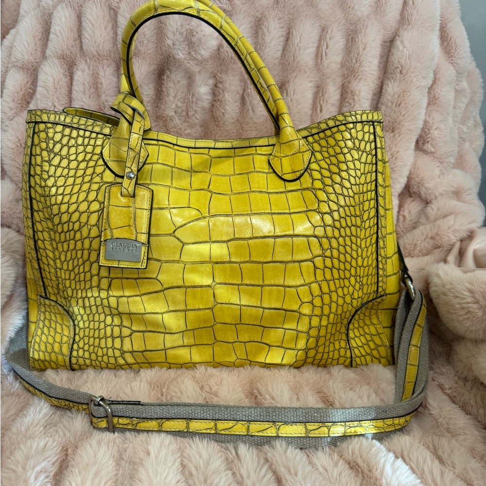 Stylish Yellow Crocodile Pattern Tote